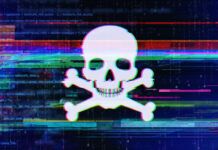 What’s the Legal Punishment for Engaging in Content Piracy? A white skull and crossbones over the top of a glitchy background design.