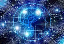 6 Ways AI Is Shaping the Future of Streaming Content abstract digital art piece depicting a human brain overlaid on a circuit board