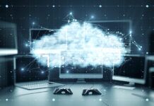 Piracy in the Age of Cloud Gaming: New Challenges and Risks Various computer monitors with gaming controllers beneath a digital cloud representing cloud gaming